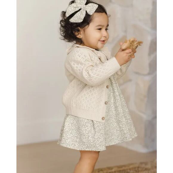 Quincy Mae Organic Ruffle Collar Cardigan in Natural - Size 3-6 Months - Picture 4 of 5